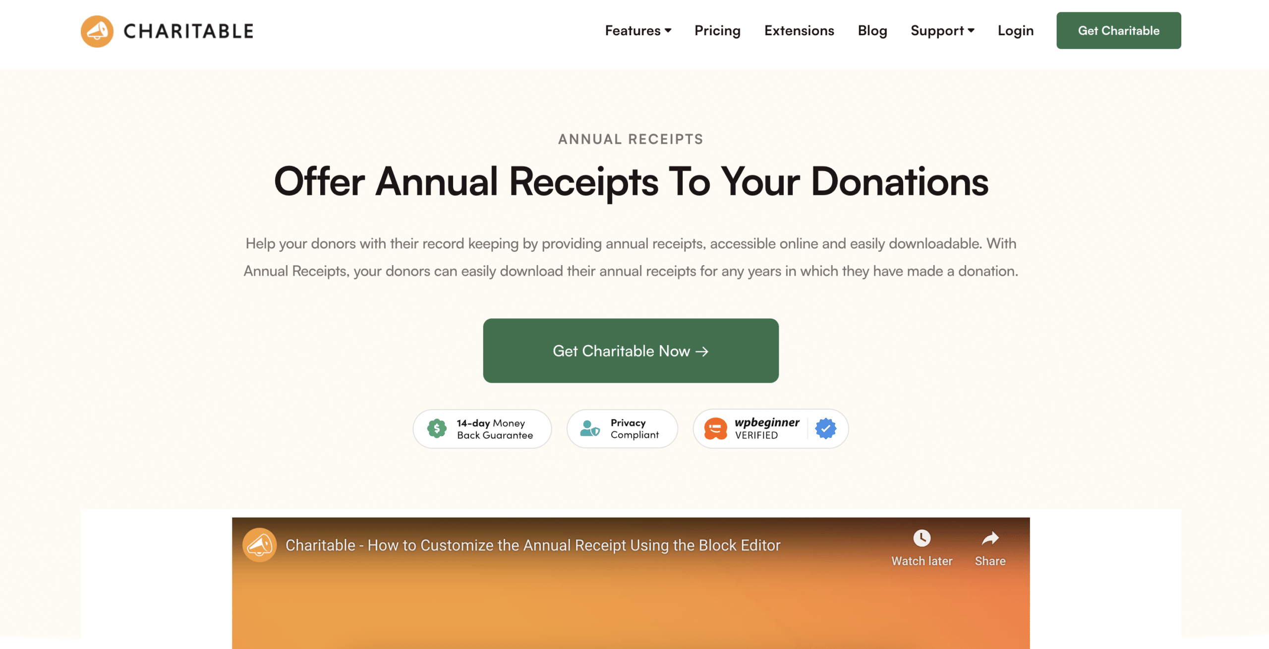 Charitable annual receipts